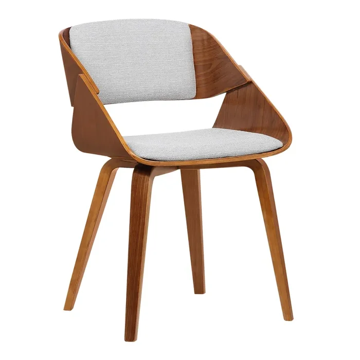 Armen Living Ivy Mid-century Dining Chair In Gray Fabric With Walnut Wood