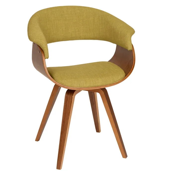 Armen Living Summer Modern Chair In Green Fabric And Walnut Wood