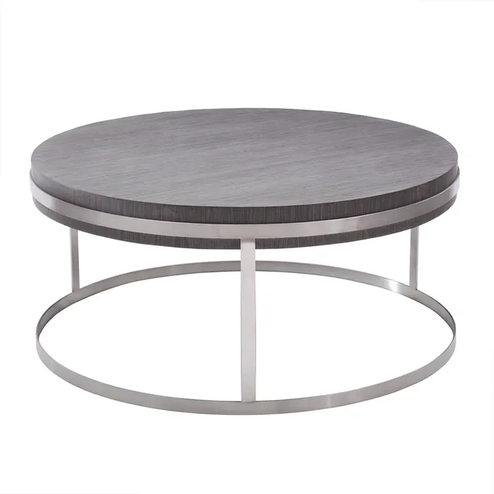 Armen Living Sunset Coffee Table In Brushed Stainless Steel Finish With Grey Top