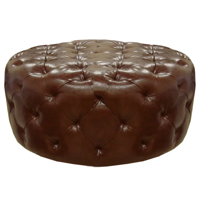 Armen Living Victoria Ottoman In Brown Bonded Leather