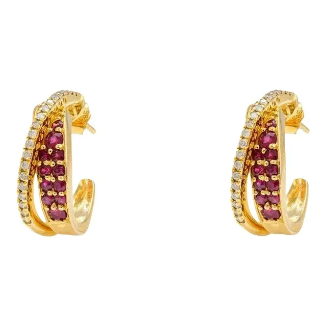 Art Deco C-Hoop Earrings – 2 Pieces