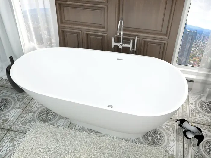 Atlantis Whirlpools Galion 37 x 72 Artificial Stone Freestanding Bathtub – 7136GNSXLWXX