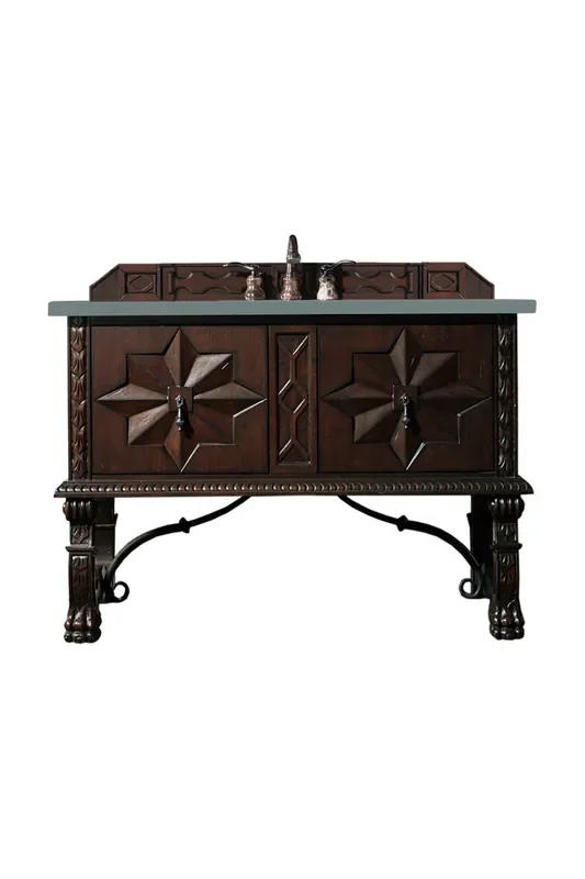 Balmoral 48″ Single Vanity Cabinet, Antique Walnut, W/ 3 Cm Cala Blue Quartz Top
