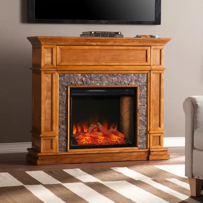 Belleview Smart Media Fireplace W/ Faux Stone
