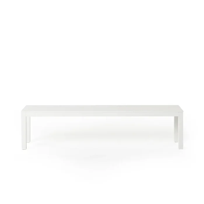 Belvedere Backless Bench in White Aluminum
