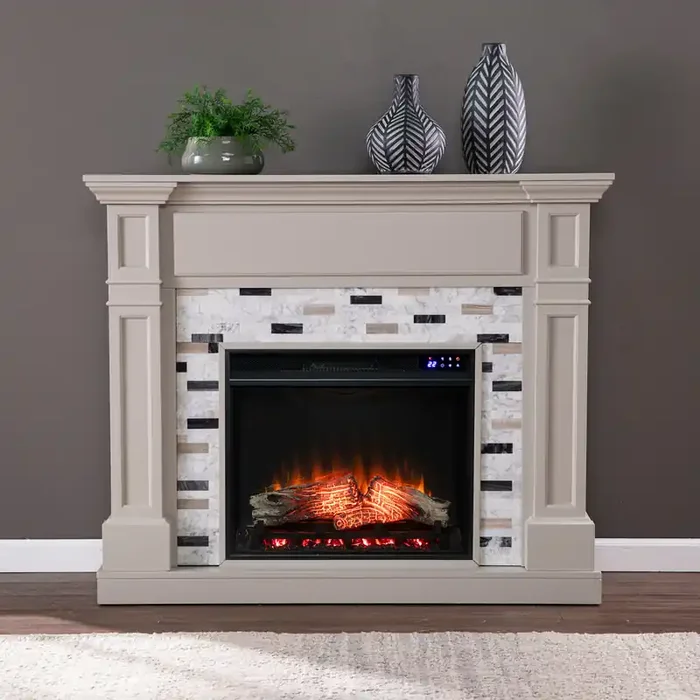 Birkover Touch Screen Electric Fireplace W/ Marble Surround
