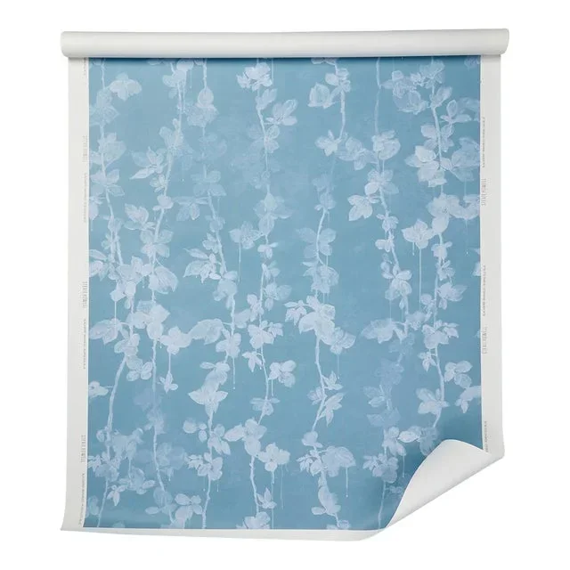 Blackberry Brambles Robins Egg Blue Wallpaper