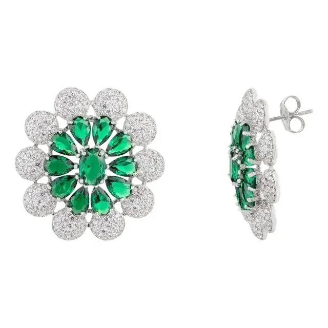 Bochic Floral Cluster Statement Stud Earrings for Wedding- 2 Pieces- 2 Pieces