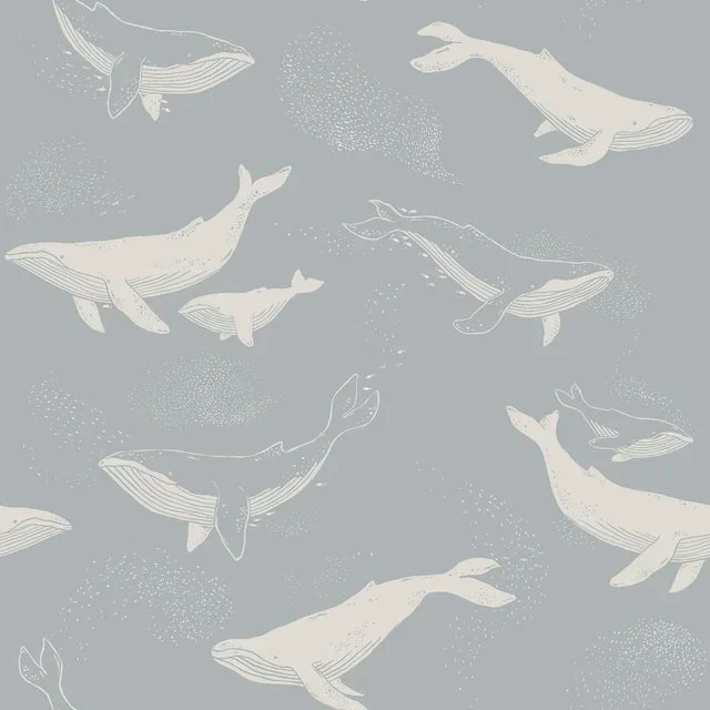 Boråstapeter Whales Wallpaper In Slate