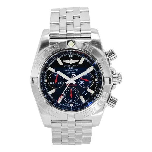 Breitling Chronomat 44mm Ab0111 Automatic Black Dial Stainless Steel Watch
