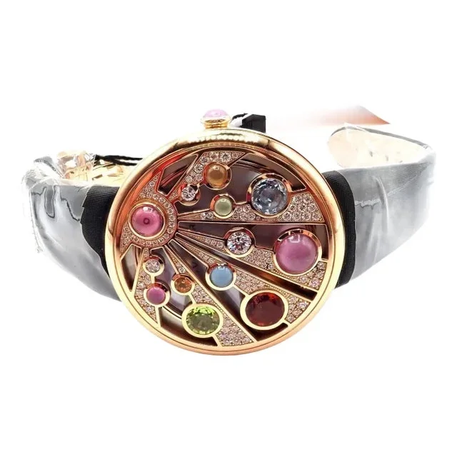 Bulgari Mediterranean Eden Diamond Color Stone Mother of Pearl Rose Gold Watch