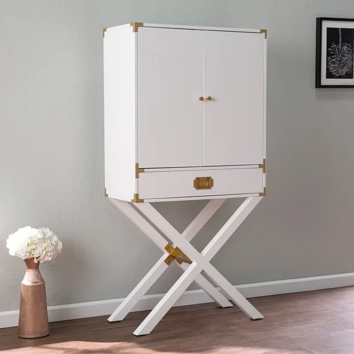 Campaign Tall Bar Cabinet W/ Storage