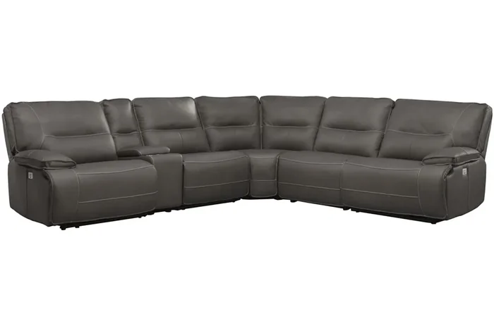 Casual 6-Piece Power Reclining Sectional Sofa with Power Headrests