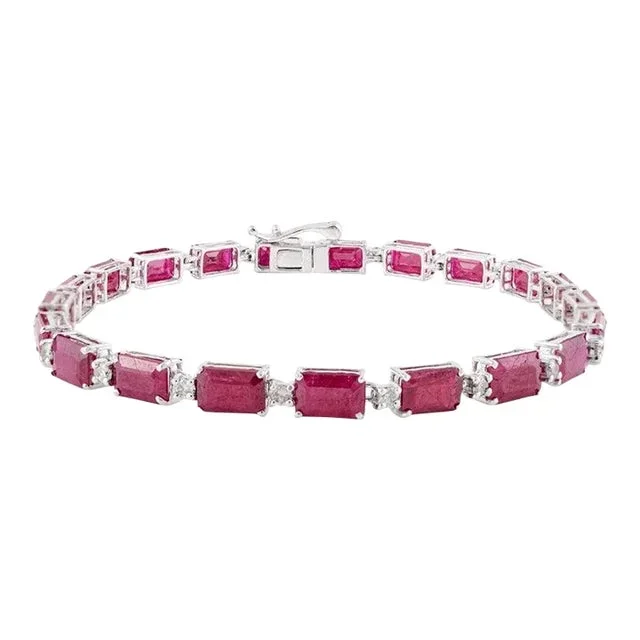 Certified 23.36 Ctw Octagon Ruby Tennis Bracelet for Women