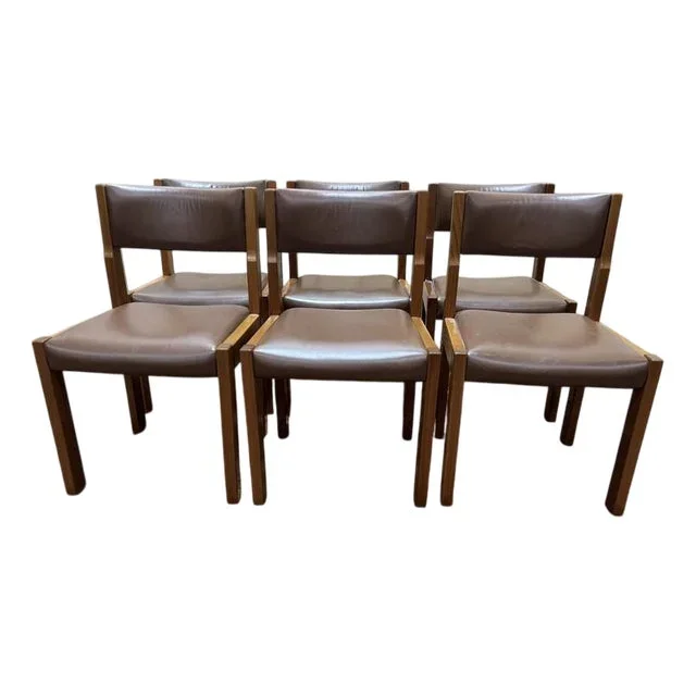 Chairs with Leather Chairs in the style of Regain, Set of 6