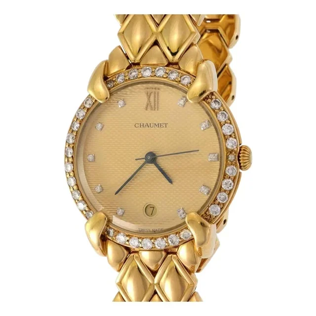 Chaumet 1ct Diamond Bezel Date 18k Yellow Gold Men’s Watch