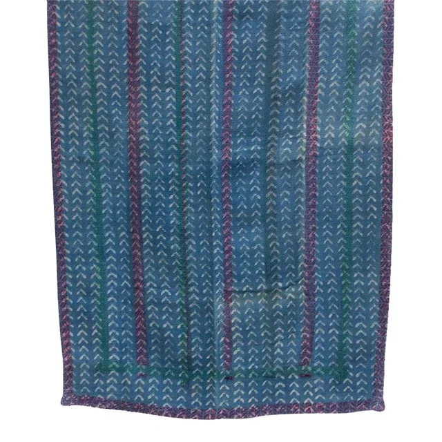 Chevron Stripe Vintage Indigo Printed Throw