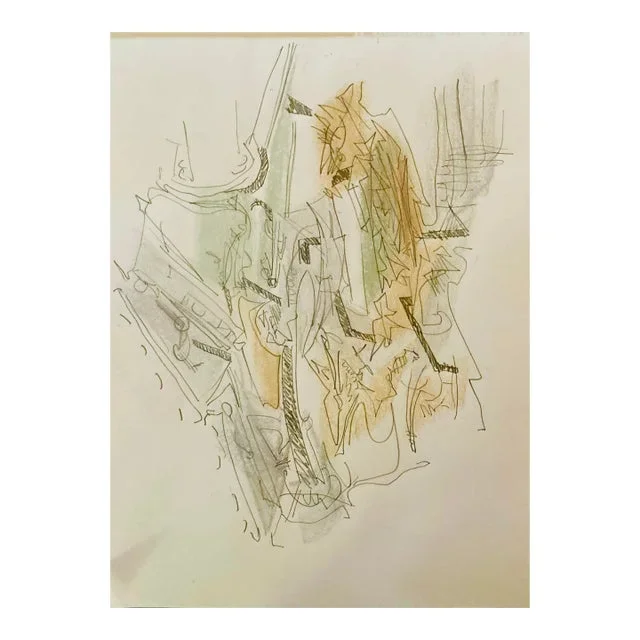 “Civilization” Drawing in Pencil and Rembrandt Pastels 9×12 Paper by Erik Sulander, Signed