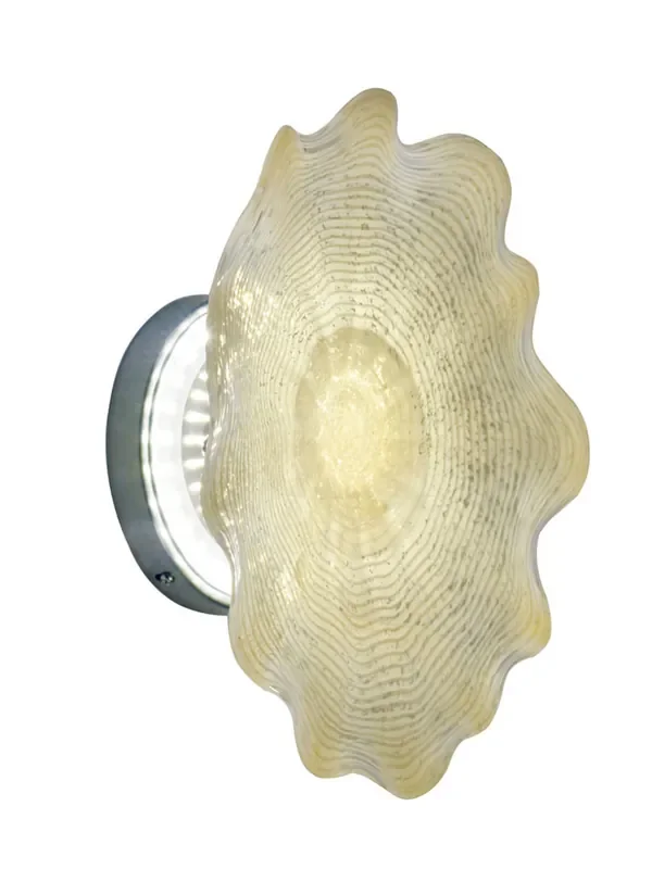 Dale Tiffany Beige Feather 12″d Led Hand Blown Art Glass Wall Light Fixture
