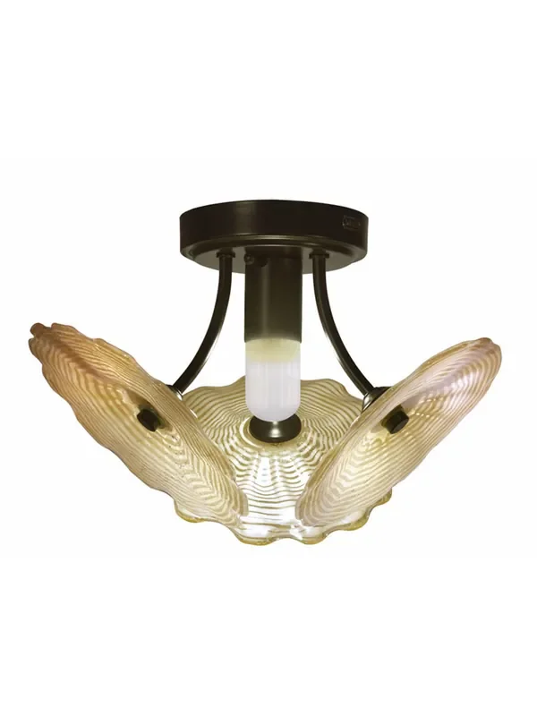 Dale Tiffany Beige Feather Led Hand Blown Art Glass Semi Flush Mount
