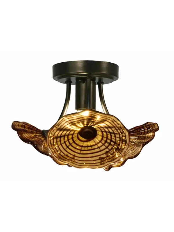 Dale Tiffany Burnt Sienna Led Hand Blown Art Glass Semi-flush Mount