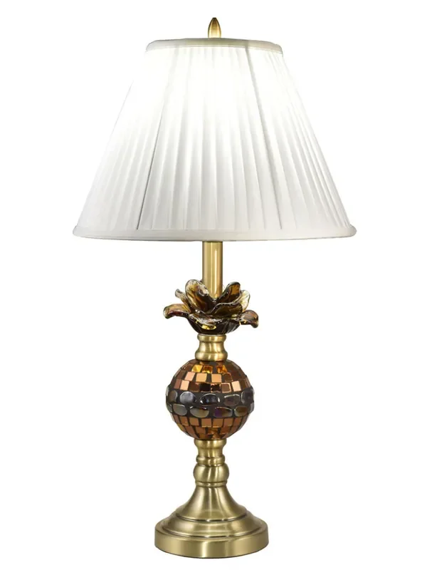 Dale Tiffany Rose Bloom Mosaic Art Glass Table Lamp
