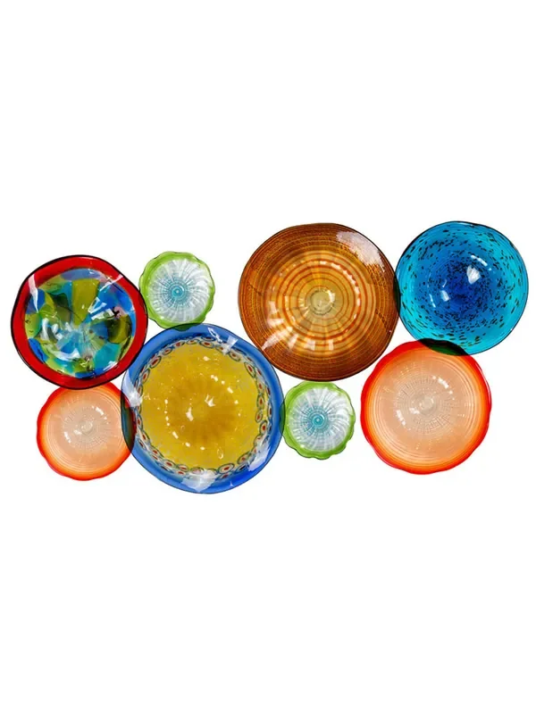 Dale Tiffany Salford 8-plate Hand Blown Art Glass Collage Wall Art Decor