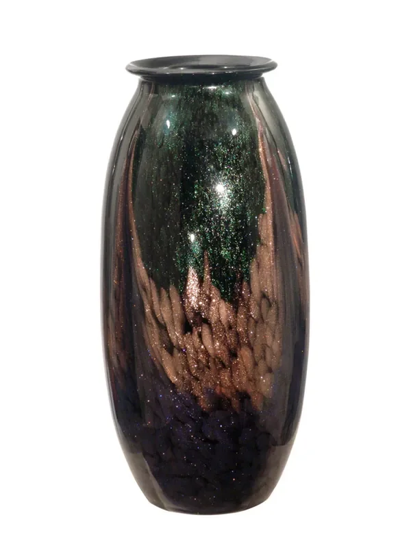 Dale Tiffany Springdale 17″h Mardi Gras Hand Blown Art Glass Vase