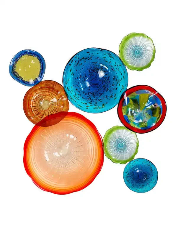 Dale Tiffany Tivoli 8-plate Hand Blown Art Glass Collage Wall Art Decor