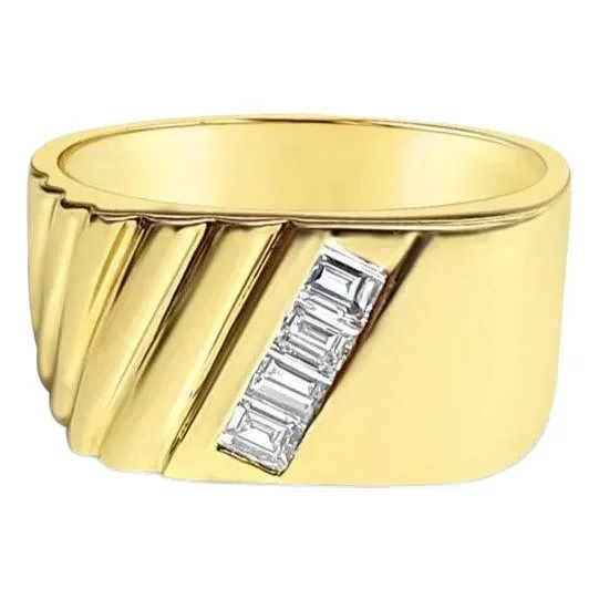 Diagonal Baguette Diamond Wedding Band .33cttw 14k Yellow Gold, Size 9