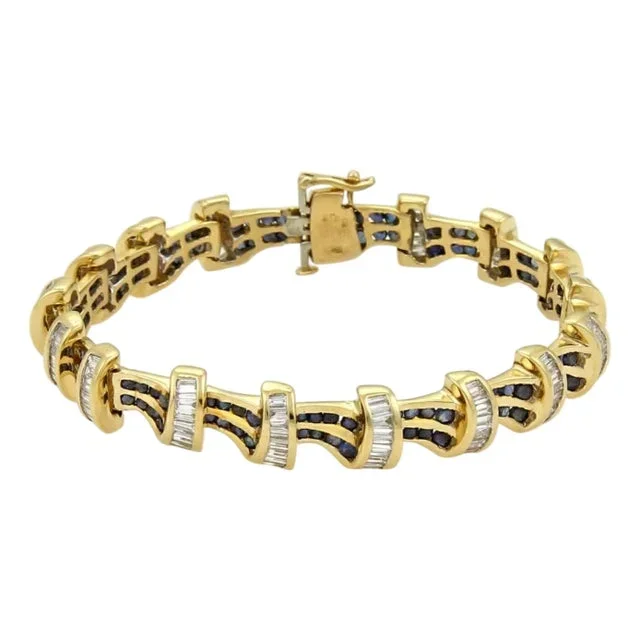 Diamond & Sapphire 18k Yellow Gold Bracelet
