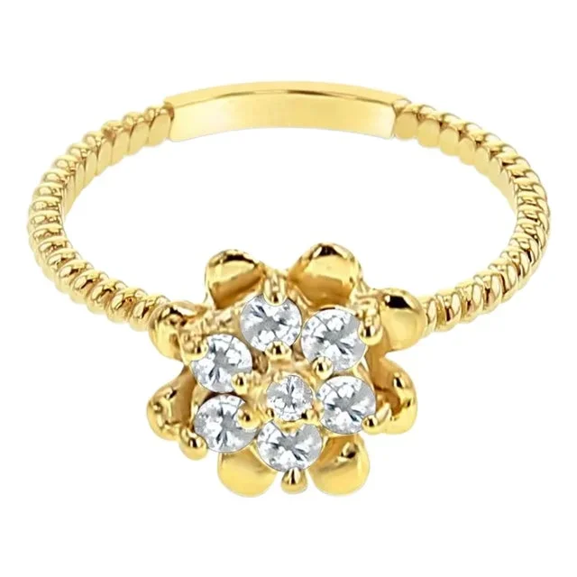 Diamond Tulip Flower Ring .25cttw 14k Yellow Gold, Size 4