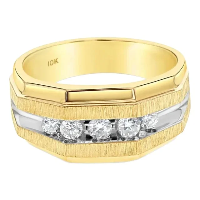 Diamond Wedding Band with Satin Finish .50cttw 10k Yellow Gold, Size 8