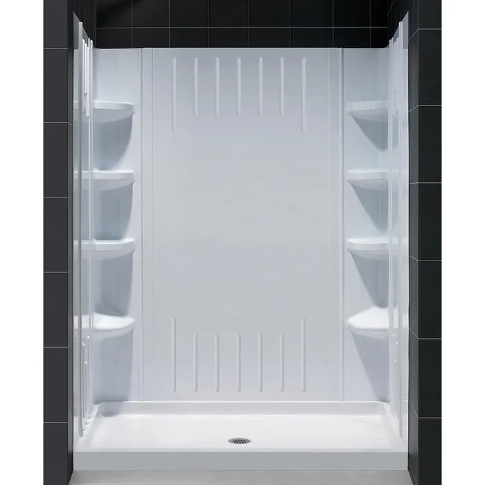 Dreamline 36 In. D X 60 In. W X 75 5/8 In. H Slimline Single Threshold Shower Base And Qwall-3 Acrylic Backwall Kit – DL-6148