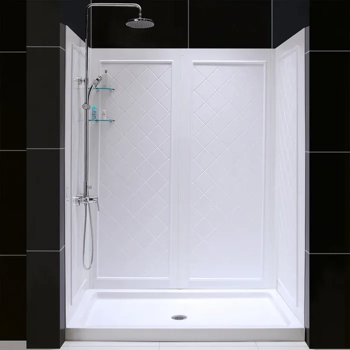 Dreamline 36 In. D X 60 In. W X 76 3/4 In. H Slimline Single Threshold Shower Base And Qwall-5 Acrylic Backwall Kit – DL-6192