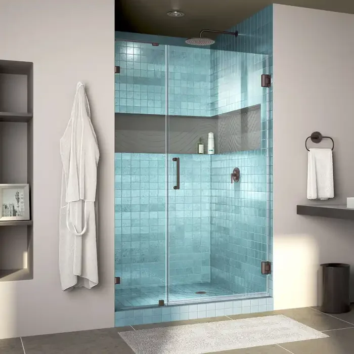 Dreamline Unidoor Lux 41 In. W X 72 In. H Fully Frameless Hinged Shower Door With L-bar – SHDR-23417200
