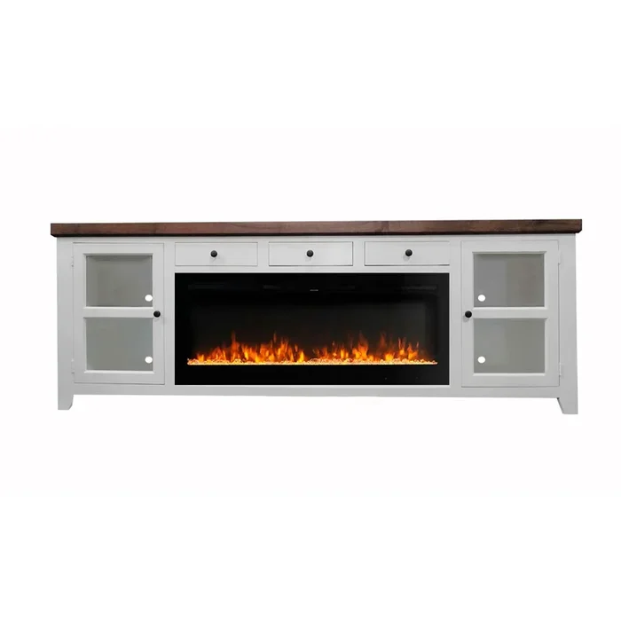 Emily 94 Inch Crystal Fireplace Console