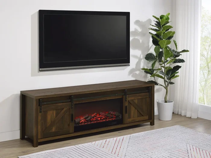 Enfield Dark Pine 71-inch TV Stand Fireplace Media Console