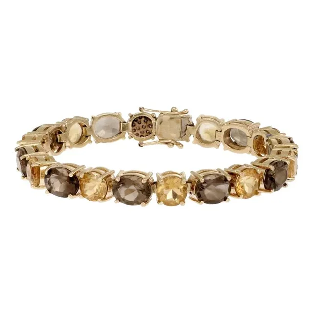 Estate 55.10ct Diamond Citrine Smoky Quartz 14k Gold Bracelet