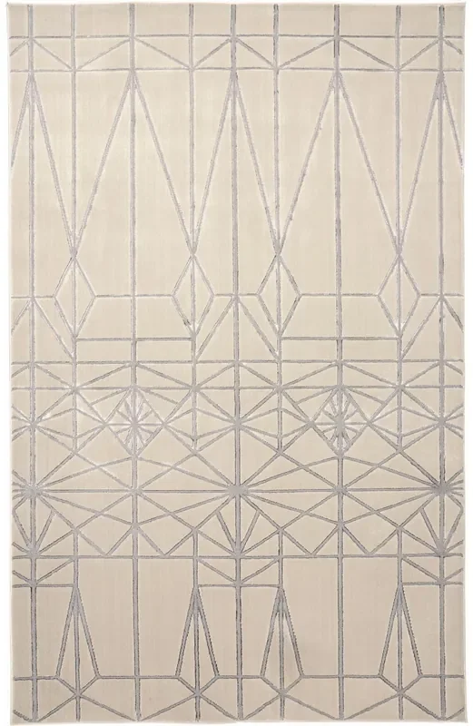 Feizy 3045FIVY Micah Machine Made Ivory / Silver Area Rugs