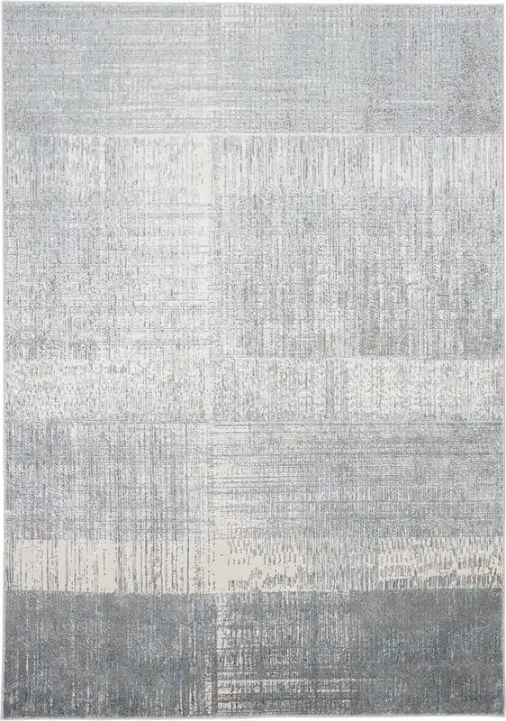 Feizy 3413FBLU Azure Machine Made Silver / Teal Area Rugs