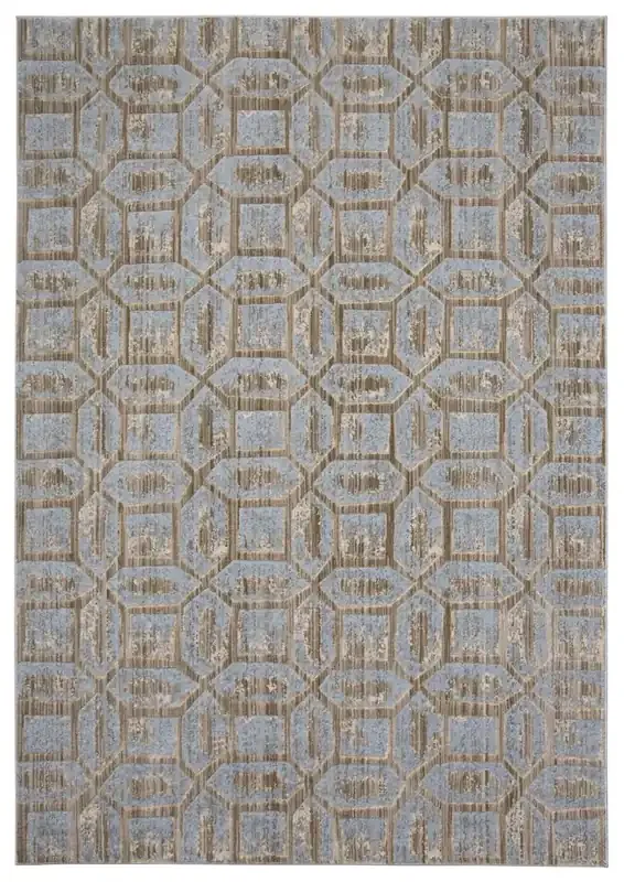 Feizy 3472FICE Milton Machine Made Blue / Taupe Area Rugs