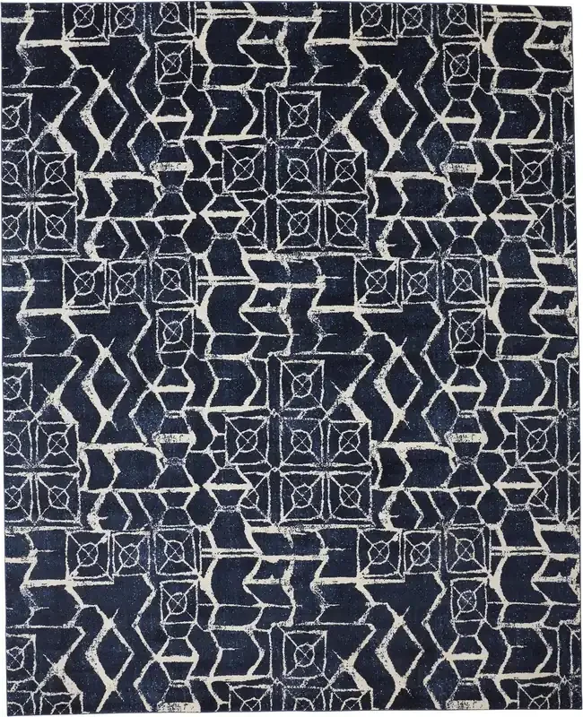 Feizy 3516FBLU Remmy Machine Made Blue / Ivory Area Rugs