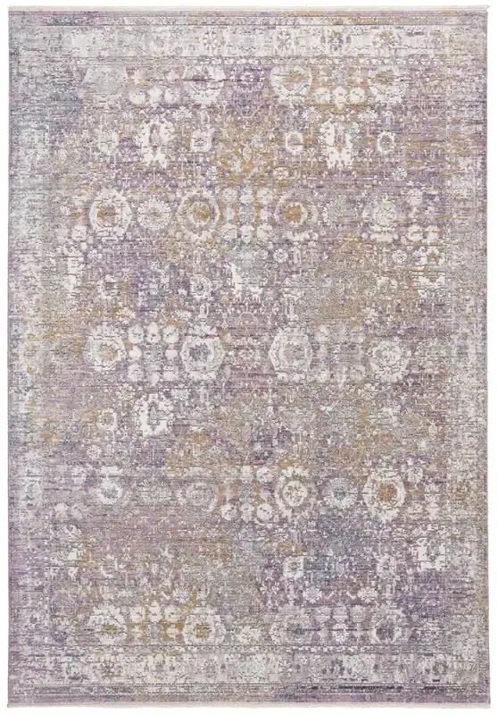 Feizy 3587FSOR Cecily Machine Made Purple / Gold Area Rugs