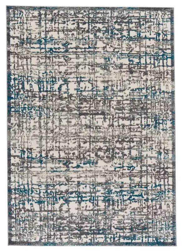 Feizy 3677FGRY Akhari Machine Made Gray / Teal Area Rugs