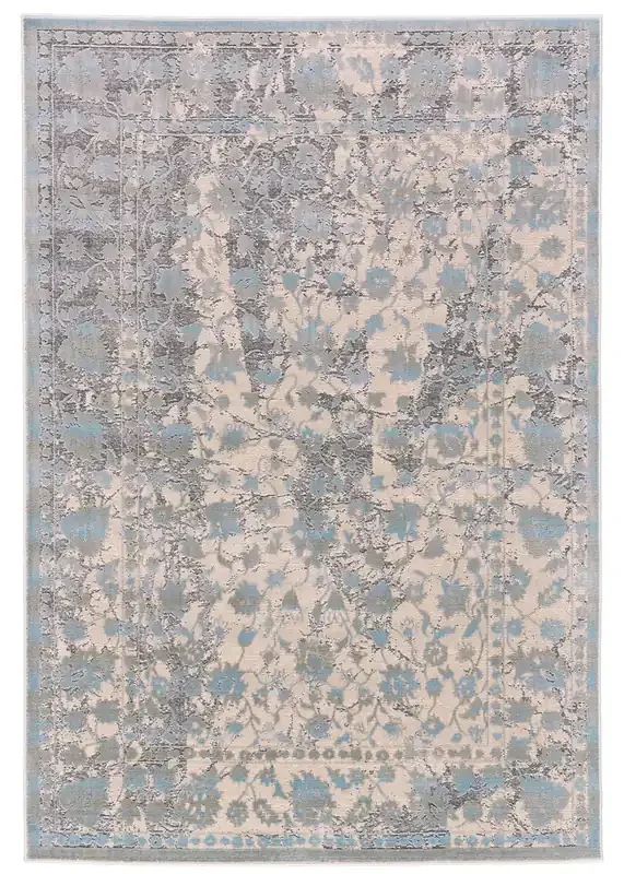 Feizy 3681FLBL Prasad Machine Made Blue / Ivory Area Rugs