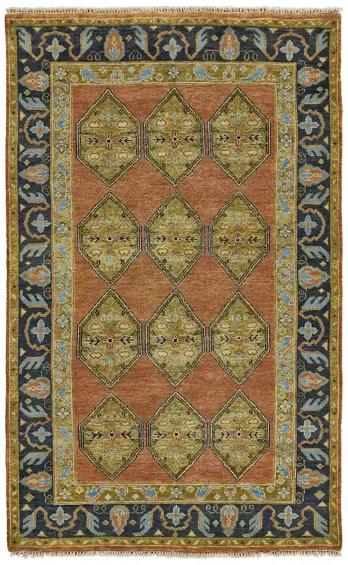 Feizy 6111FRST Ustad Hand Knotted Rust Gold Area Rugs