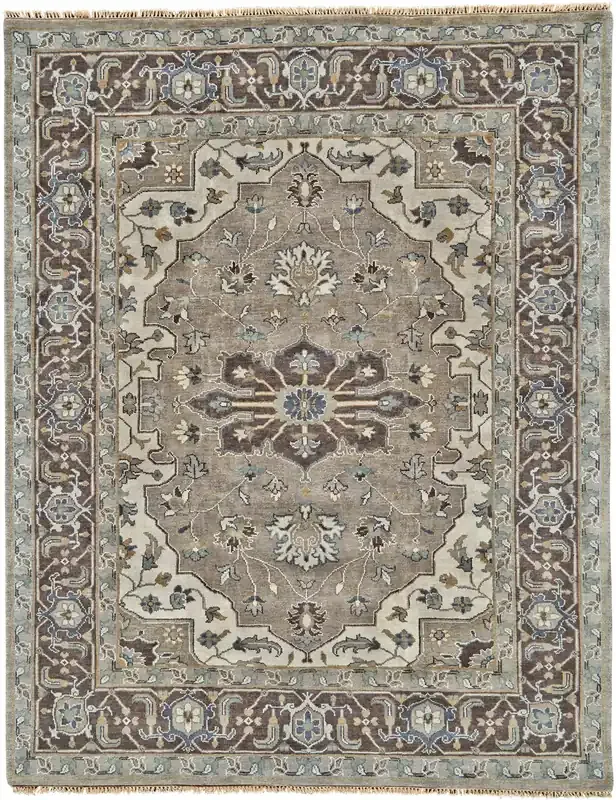 Feizy 6112FIVY Ustad Hand Knotted Gray / Blue Area Rugs
