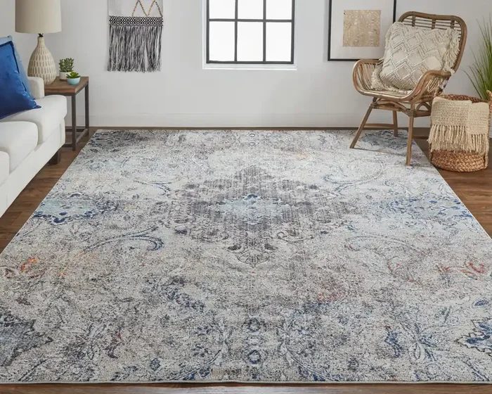 Feizy I39CUGRY Bellini Machine Made Gray / Blue Area Rugs