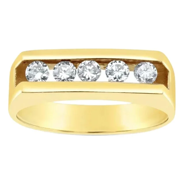 Five Stone Diamond Wedding Band, Size 8.25